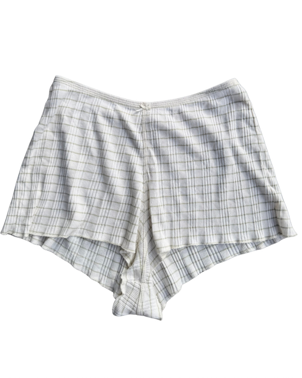 Dôen Stella Ribbed Knit Shorts in Mint Suffolk Stripe